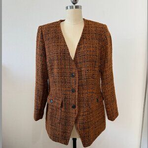 Orange/Black Vintage Boucle V-Neck Jacket  - Linea Louis Dell'olio - vintage US8